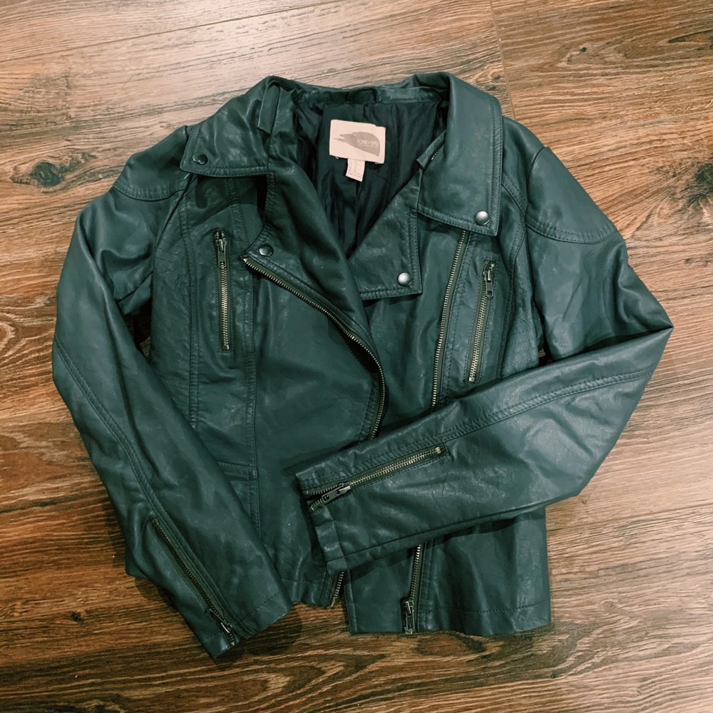 Gray Faux Leather Jacket
